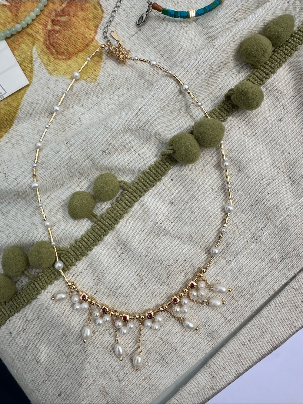 Gold Tone Freshwater Pearl Drop Necklace